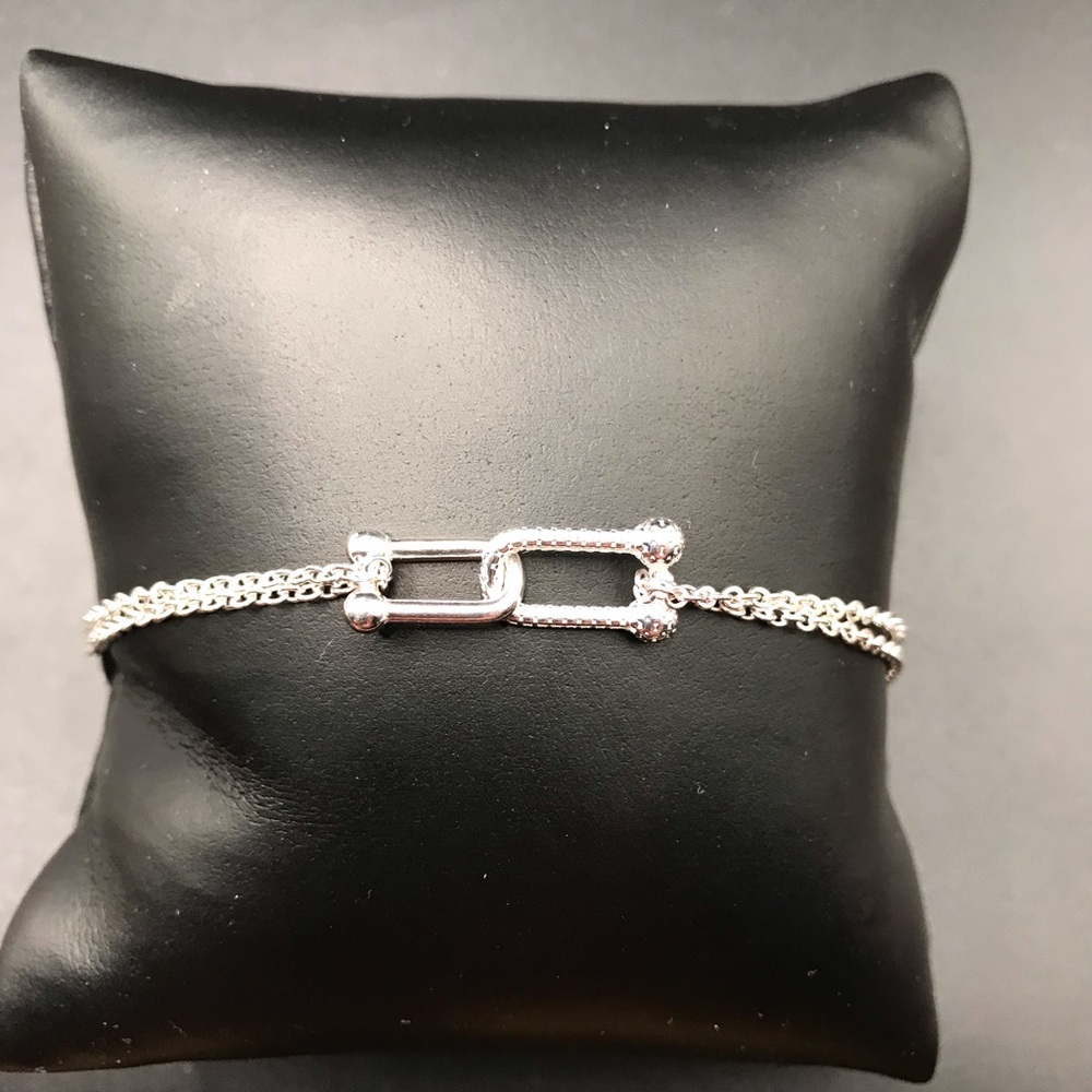 Elegant 925 Sterling Silver Dainty Paper clip Chain Bracelet size 8” adjustable